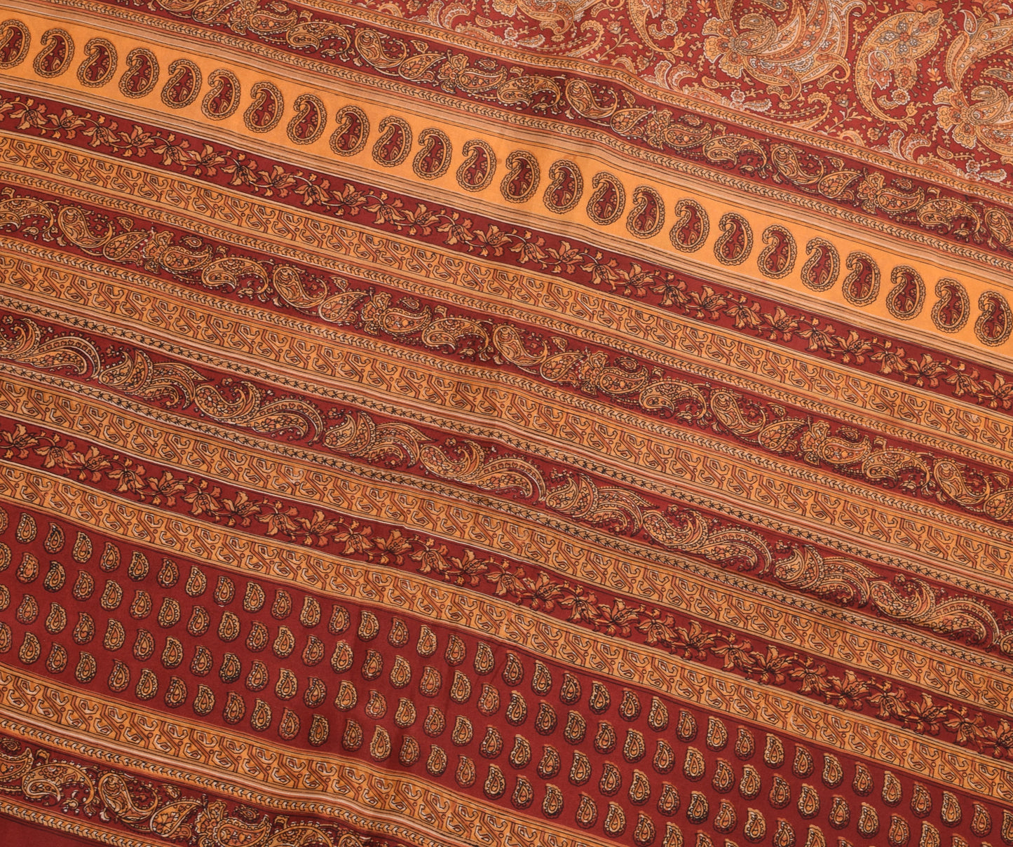 Sushila Vintage Maroon Saree 100% Pure Silk Paisley Printed Daily Wear Fabric