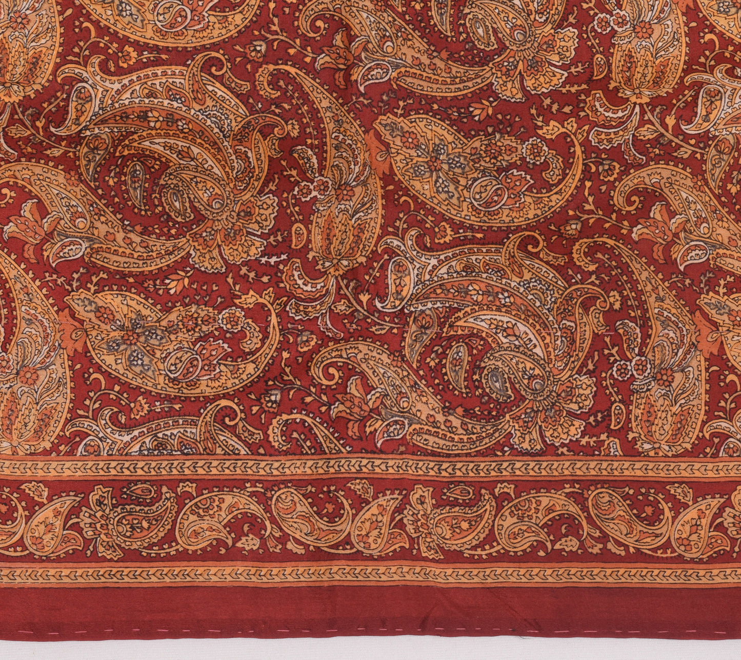 Sushila Vintage Maroon Saree 100% Pure Silk Paisley Printed Daily Wear Fabric