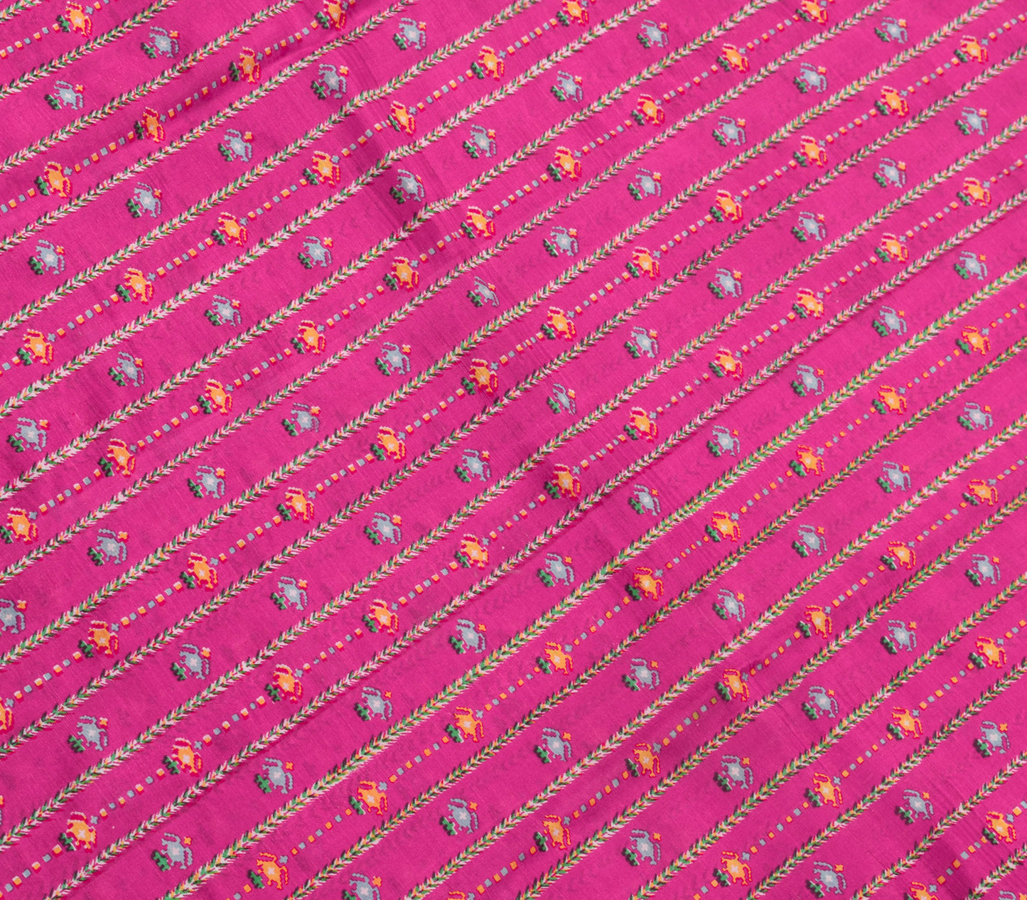 Sushila Vintage Fuchsia Pink Saree 100% Pure Silk Printed Soft Craft Fabric