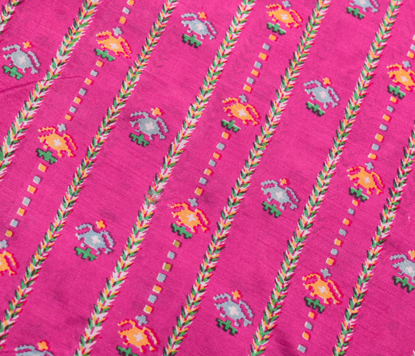 Sushila Vintage Fuchsia Pink Saree 100% Pure Silk Printed Soft Craft Fabric