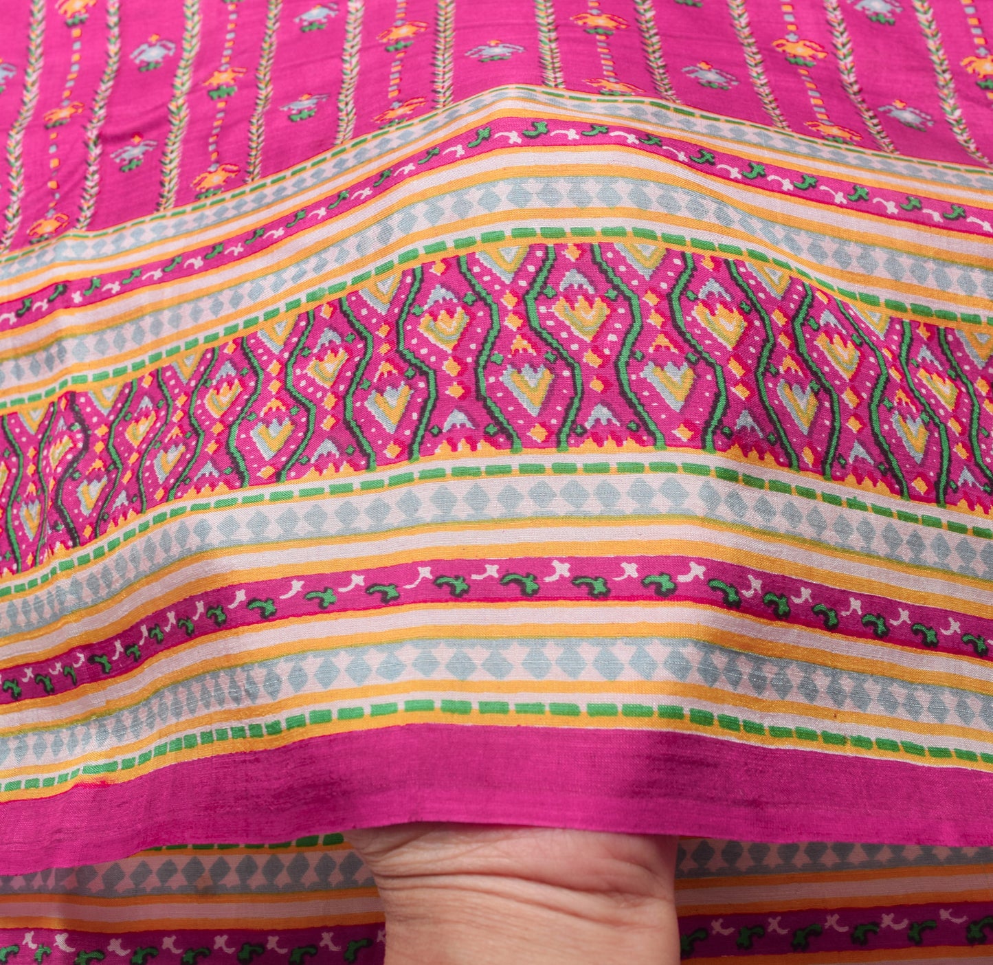 Sushila Vintage Fuchsia Pink Saree 100% Pure Silk Printed Soft Craft Fabric