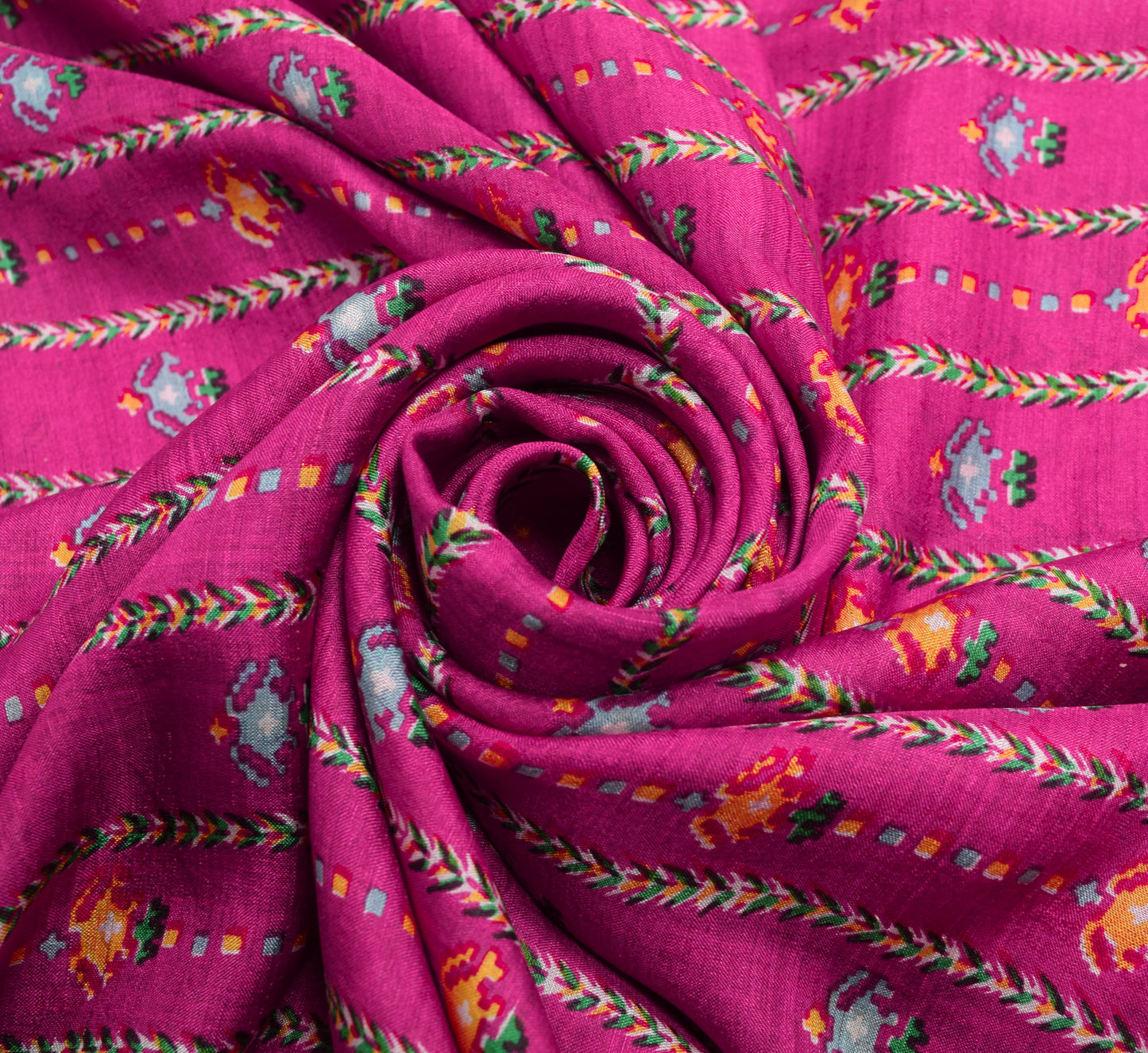 Sushila Vintage Fuchsia Pink Saree 100% Pure Silk Printed Soft Craft Fabric