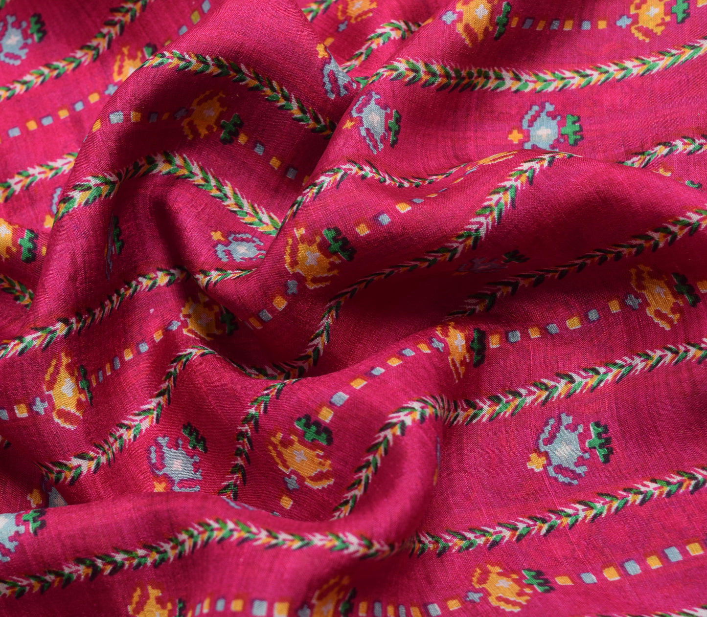 Sushila Vintage Fuchsia Pink Saree 100% Pure Silk Printed Soft Craft Fabric