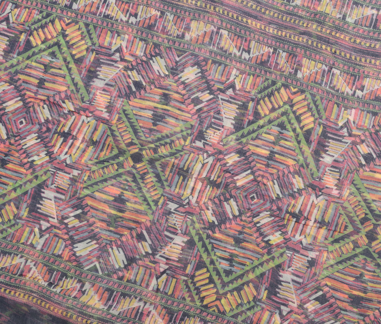 Sushila Vintage Blue Saree 100% Pure Chiffon Silk Printed Soft Sari Craft Fabric