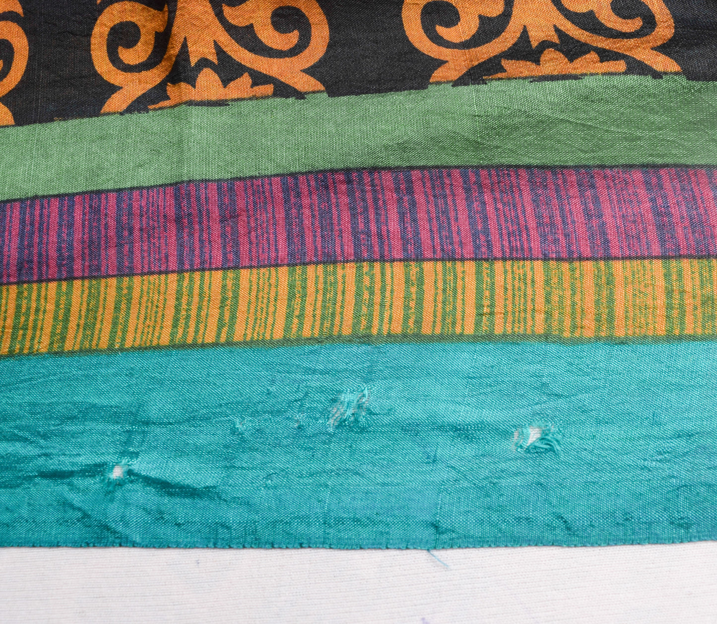 Sushila Vintage Black Saree 100% Pure Silk Printed Paisley Indian Craft Fabric