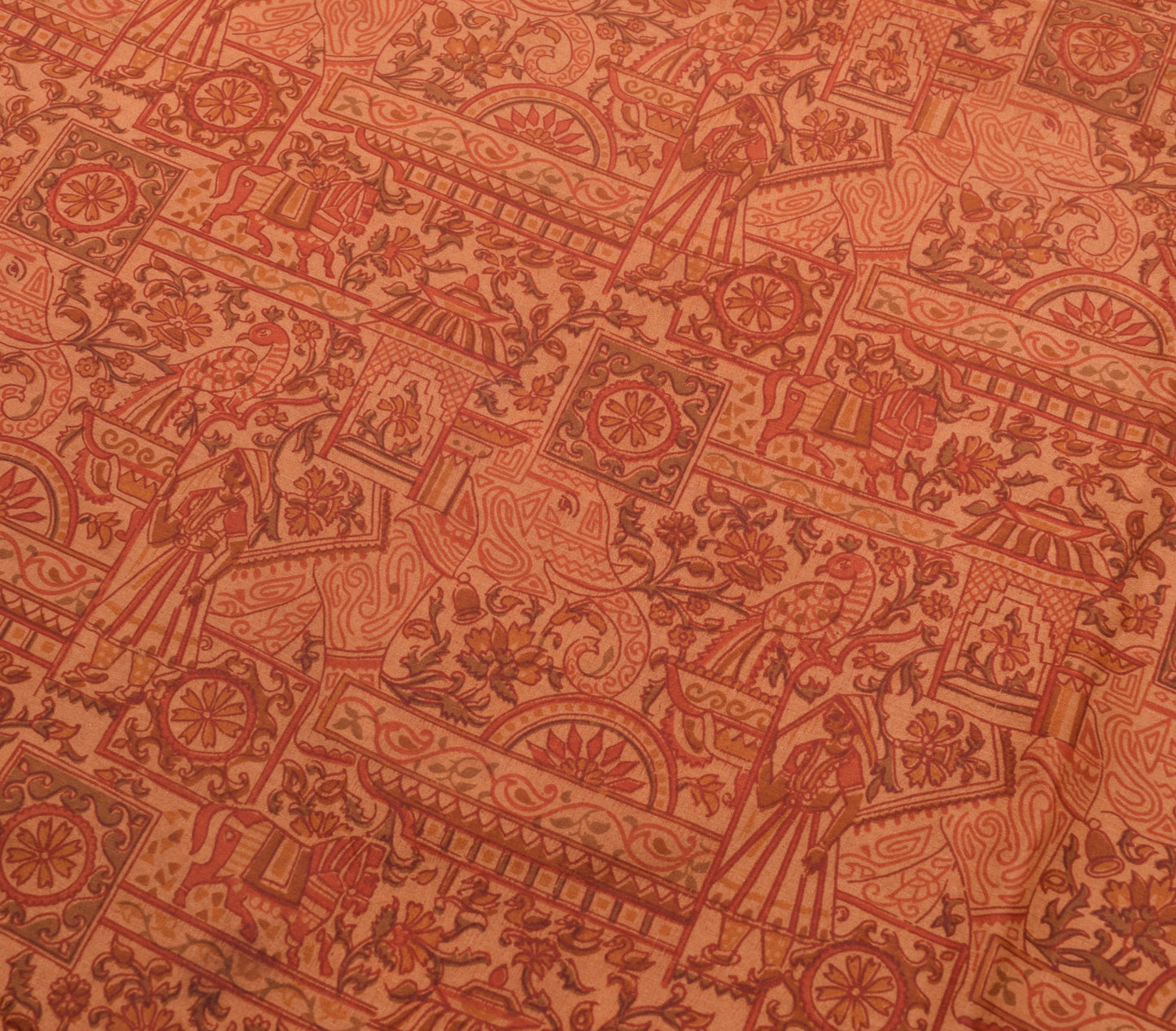 Sushila Vintage Brown Saree 100% Pure Silk Printed Human Soft Sari Craft Fabric