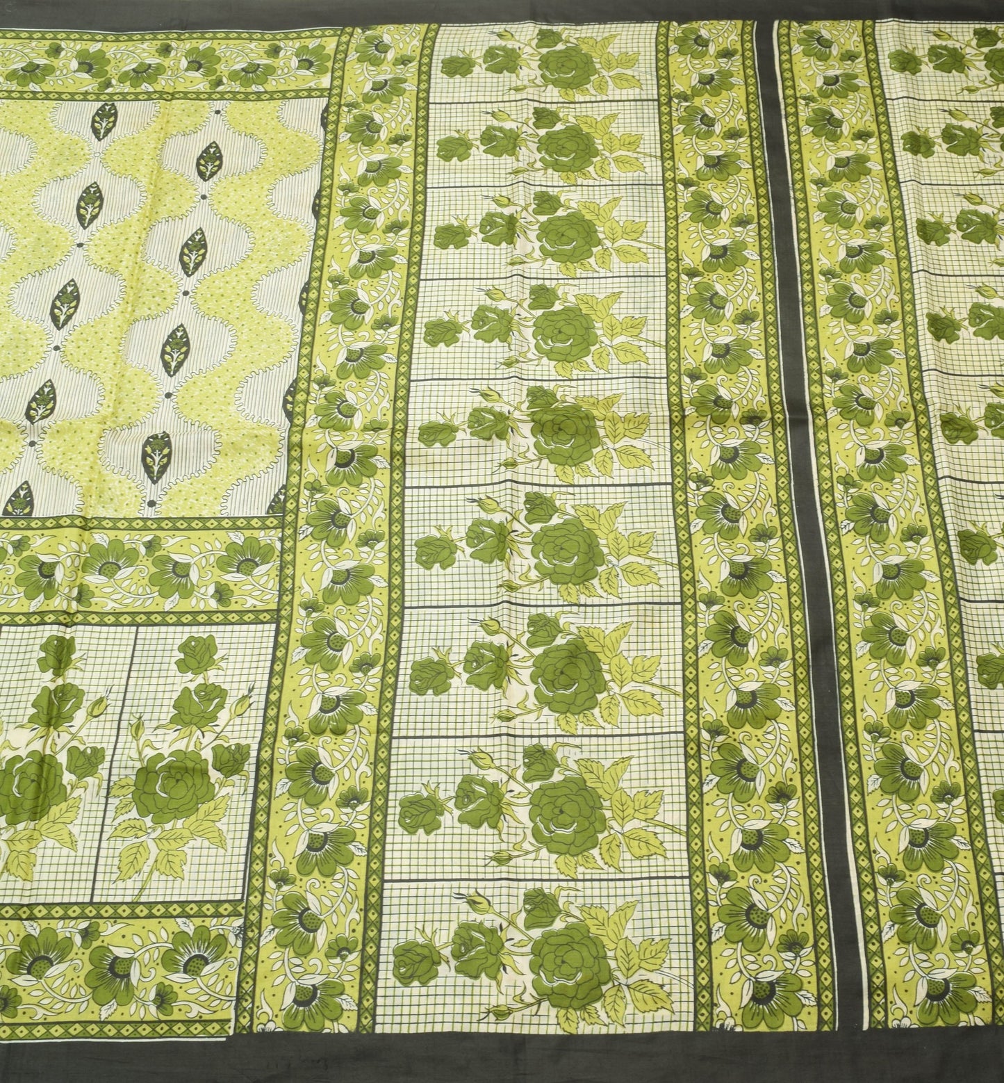 Sushila Vintage Saree 100% Pure Silk Printed Indian Floral Soft Craft Fabric