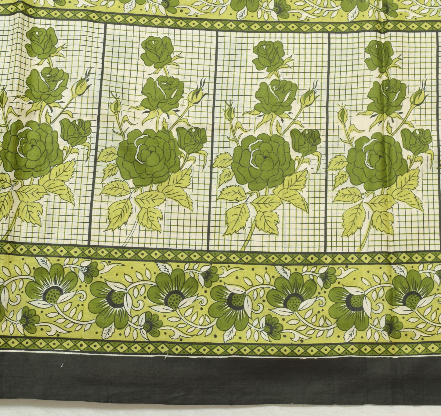 Sushila Vintage Saree 100% Pure Silk Printed Indian Floral Soft Craft Fabric