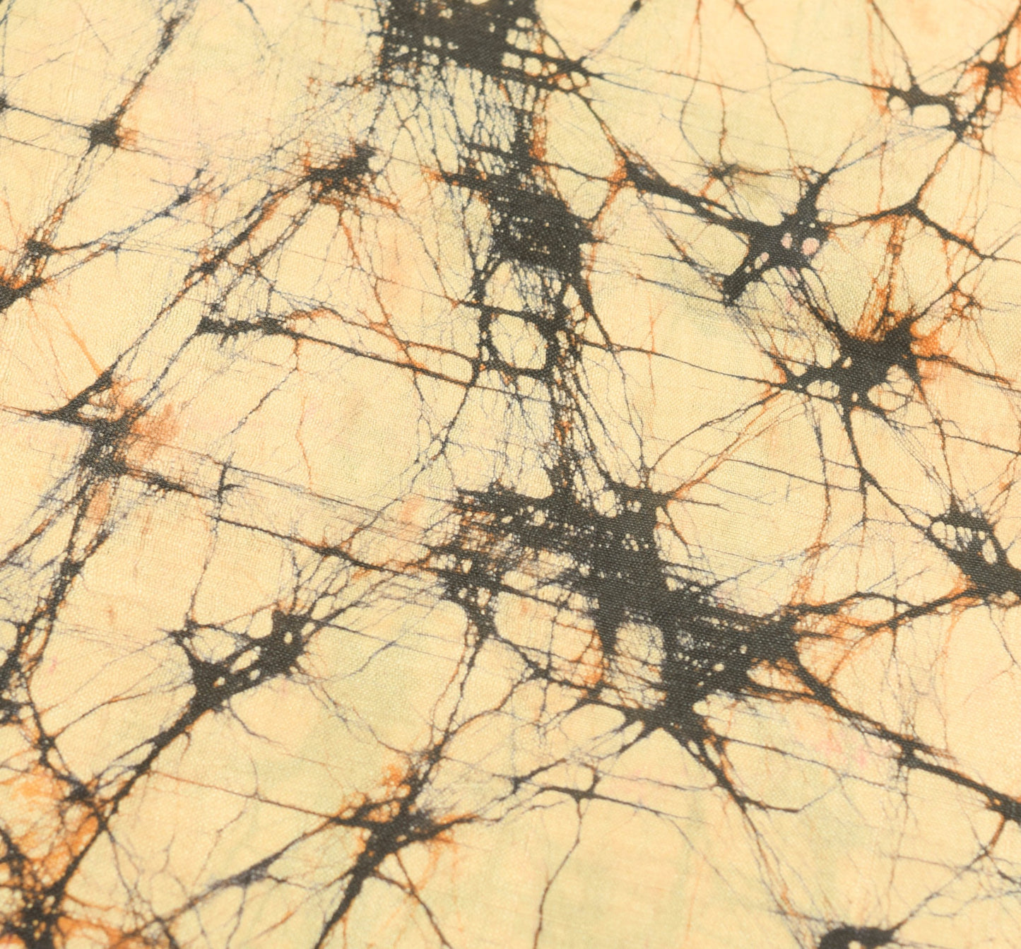 Sushila Vintage Saree 100% Pure Silk Beige Batik Printed Indian Craft Fabric