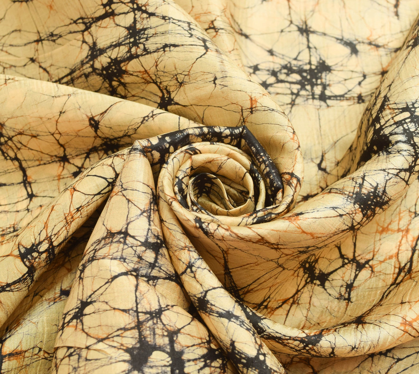 Sushila Vintage Saree 100% Pure Silk Beige Batik Printed Indian Craft Fabric