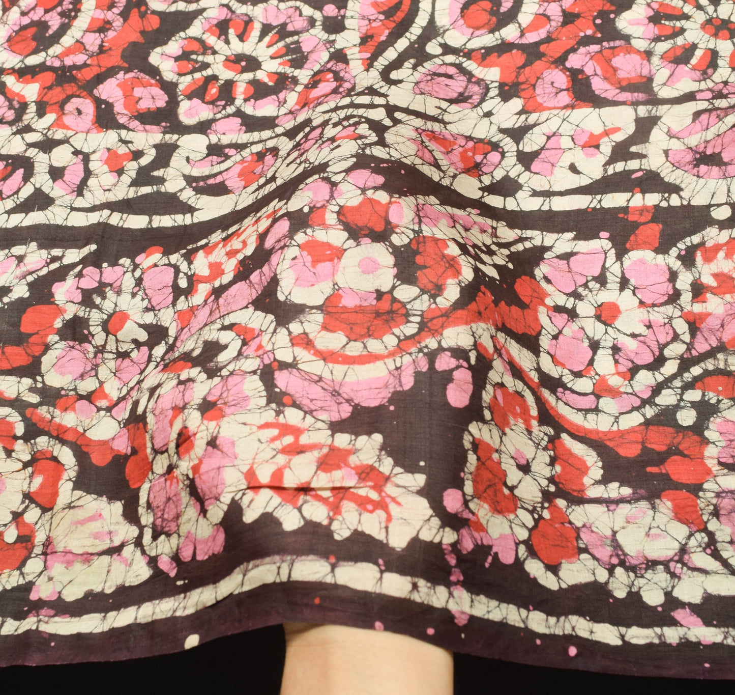 Sushila Vintage Purple Saree 100% Pure Silk Batik Printed Soft Craft Fabric