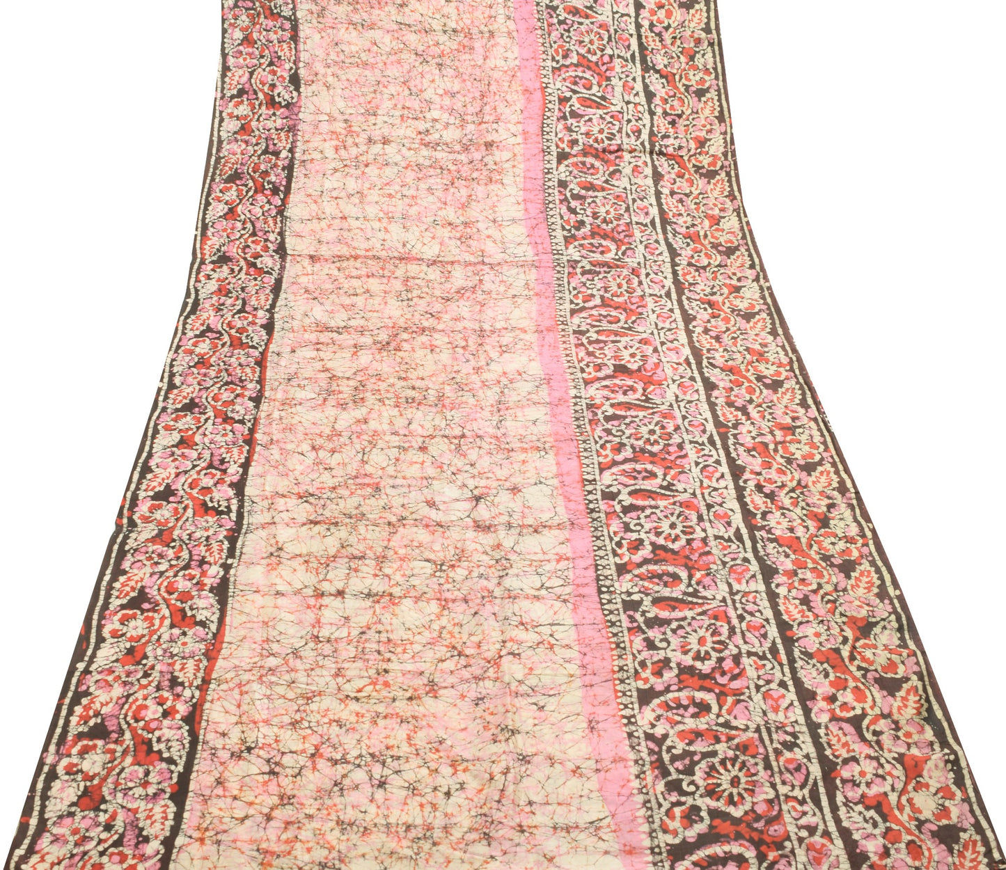 Sushila Vintage Purple Saree 100% Pure Silk Batik Printed Soft Craft Fabric