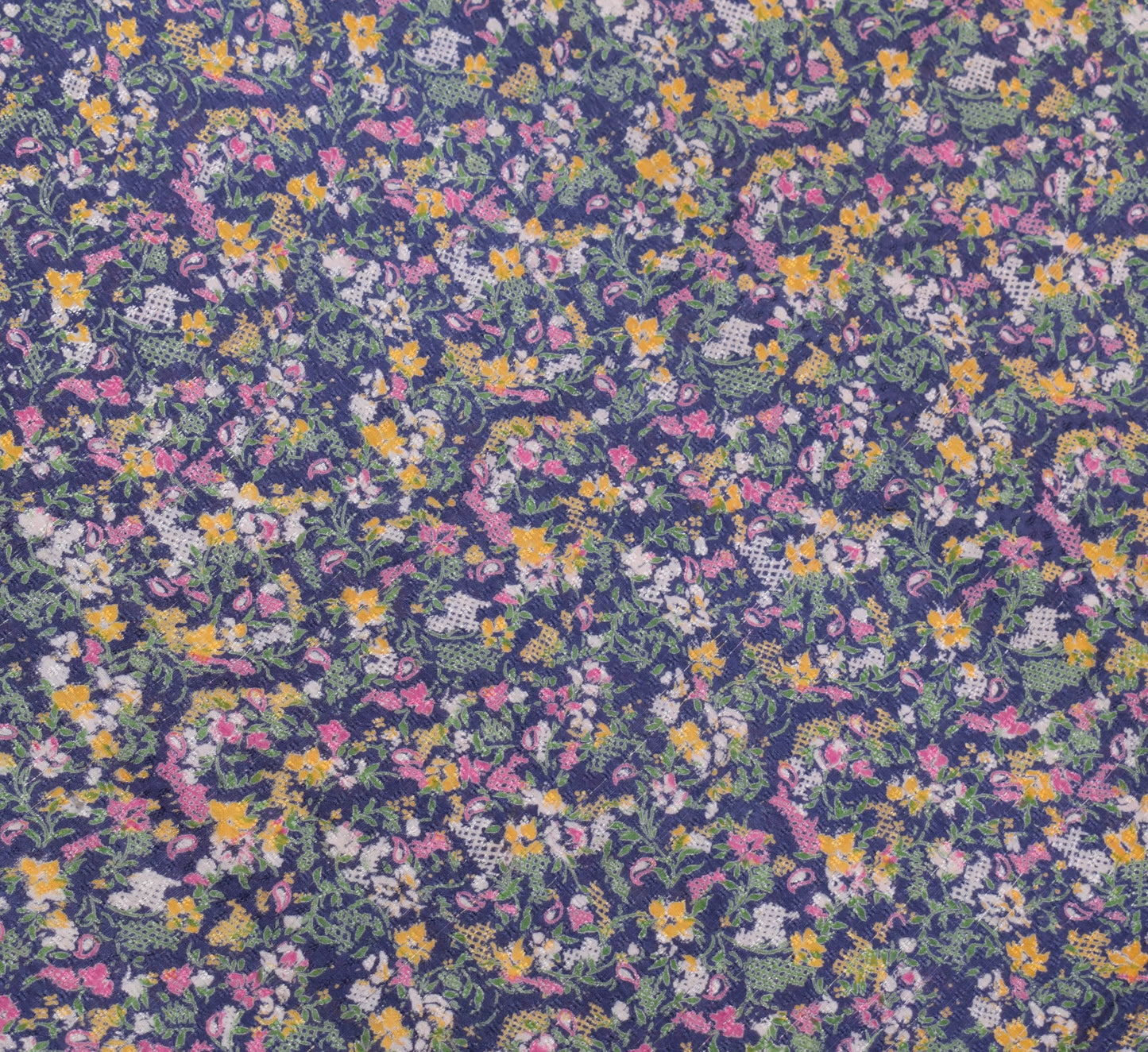 Sushila Vintage Blue & Pink Saree Pure Silk Printed Floral Soft Craft Fabric