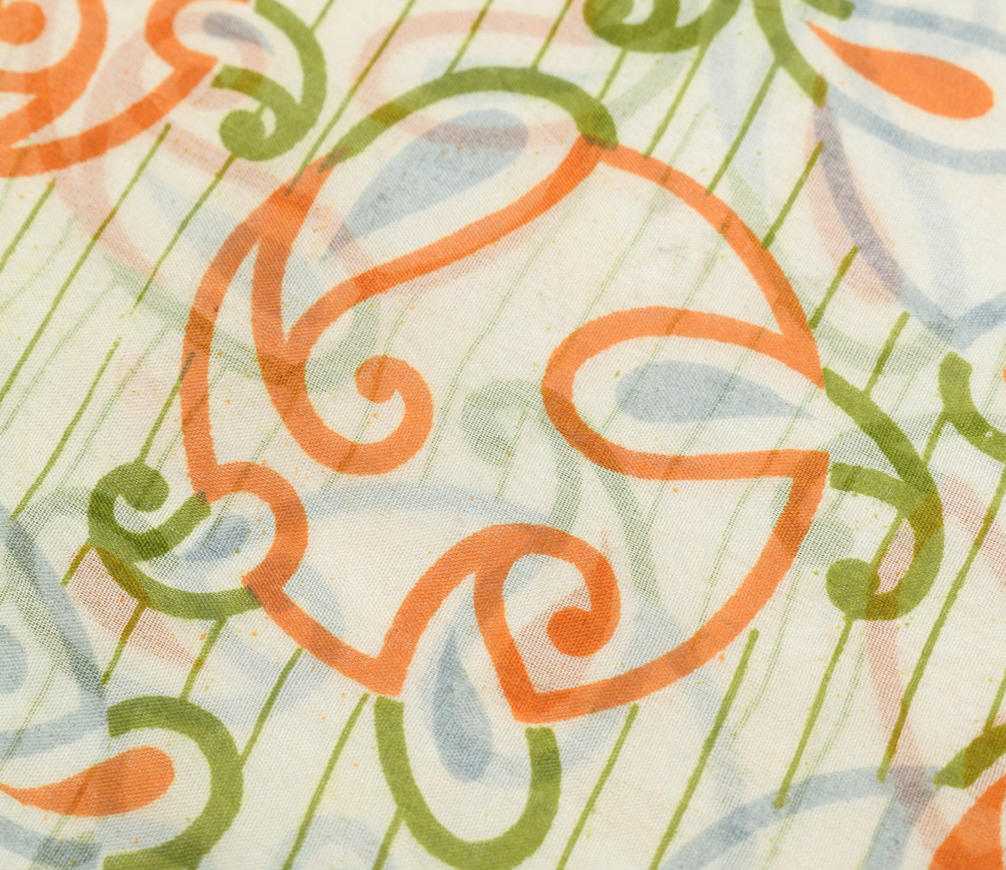 Sushila Vintage Off White Saree 100% Pure Silk Printed Paisley 5 YD Craft Fabric