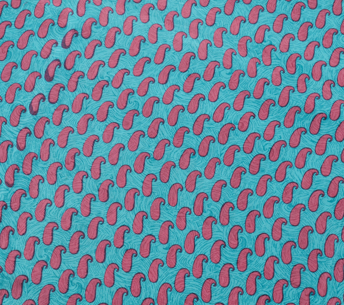Sushila Vintage Turquoise Blue Saree 100% Pure Silk Printed Soft Craft Fabric
