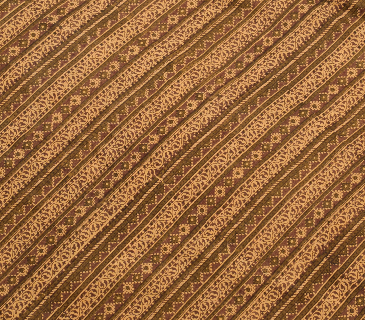 Sushila Vintage Brown Saree 100% Pure Silk Hand Block Printed Soft Craft Fabric