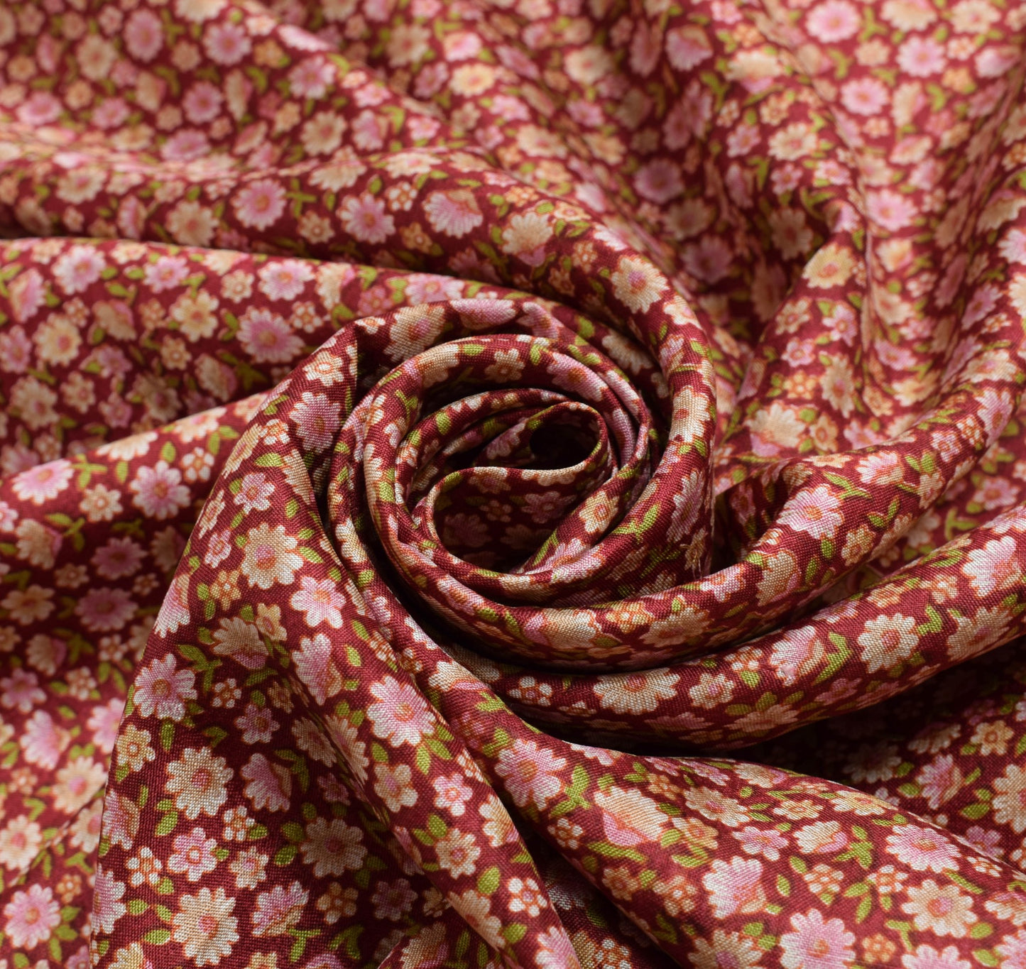 Sushila Vintage Saree 100% Pure Silk Printed Floral Maroon Soft Craft Fabric