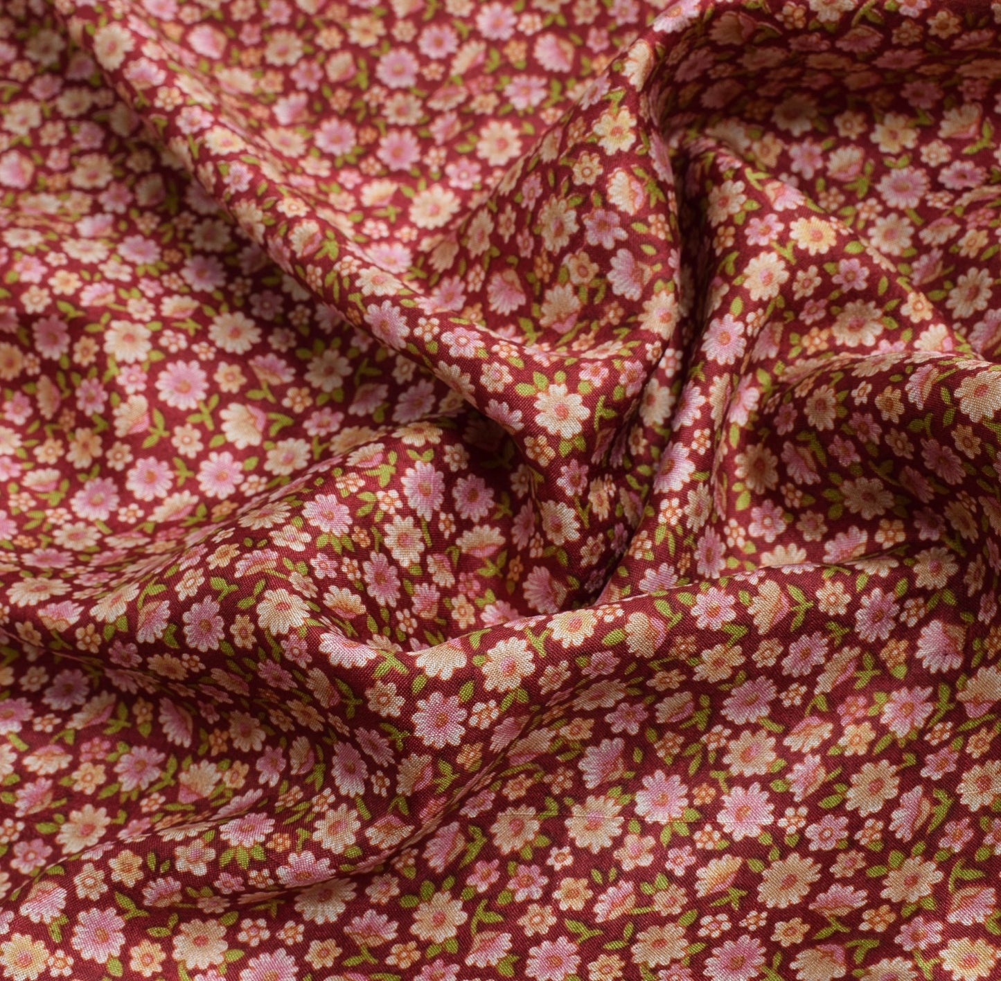 Sushila Vintage Saree 100% Pure Silk Printed Floral Maroon Soft Craft Fabric