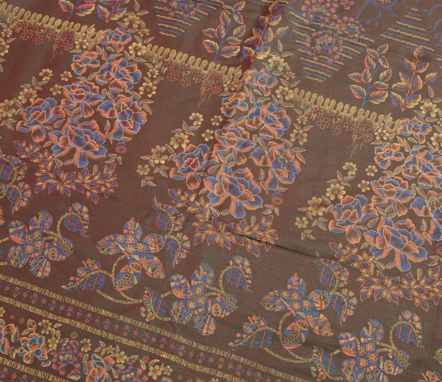 Sushila Vintage Green Maroon Dual Tone Saree Silk Floral Printed Craft Fabric