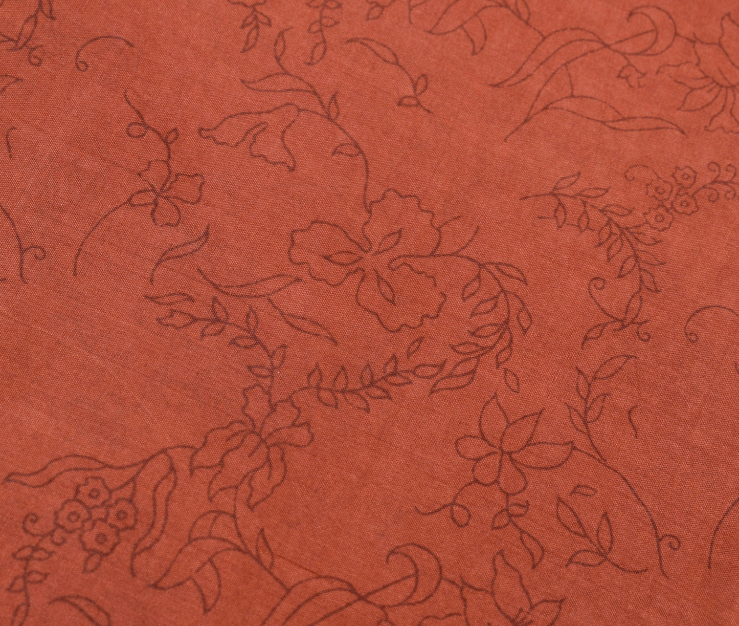 Sushila Vintage Dark Rust Floral Women Saree 100% Pure Silk Printed Craft Fabric