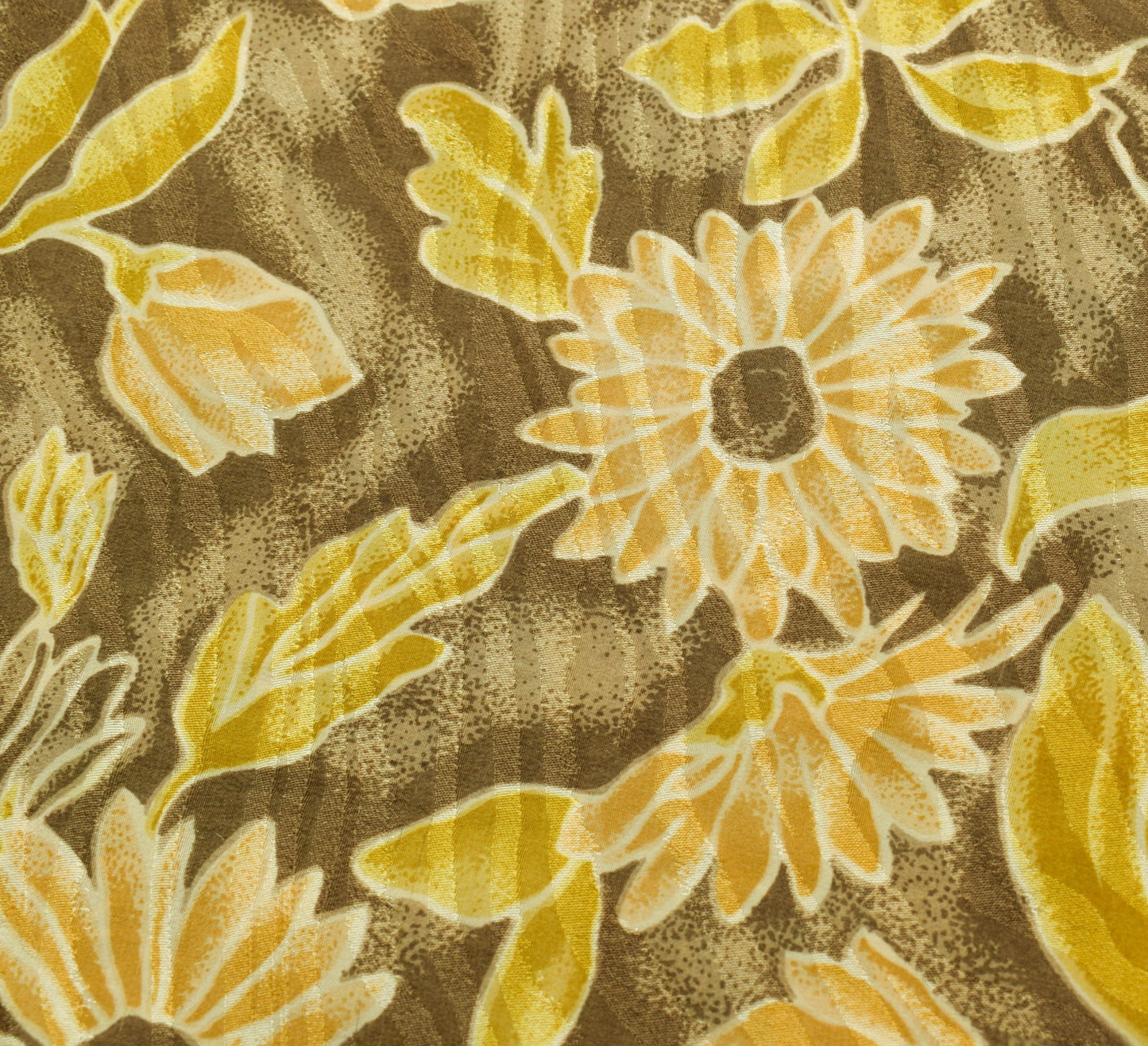Sushila Vintage Brown Floral Saree Pure Silk Printed & Woven Soft Craft Fabric