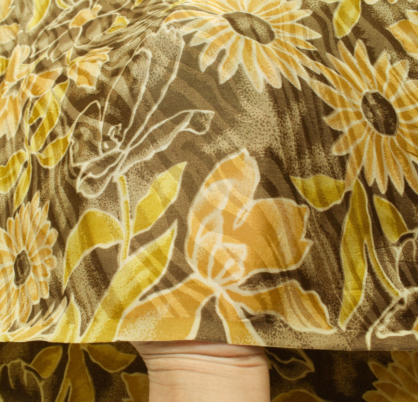 Sushila Vintage Brown Floral Saree Pure Silk Printed & Woven Soft Craft Fabric