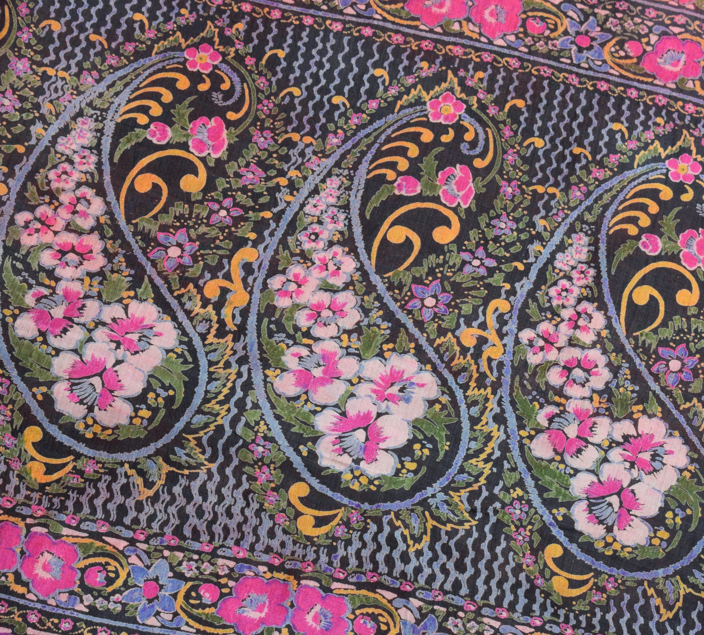 Sushila Vintage Red Saree 100% Pure Silk Paisley Printed Indian 5YD Craft Fabric