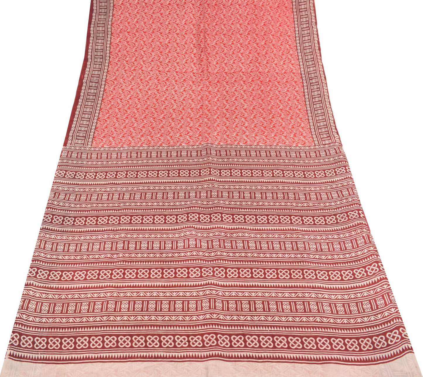 Sushila Vintage Indian Red Saree 100% Pure Silk Printed 5 Yard Soft Craft Fabric
