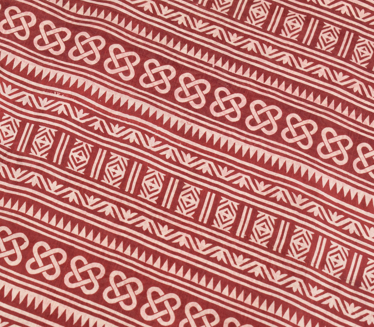 Sushila Vintage Indian Red Saree 100% Pure Silk Printed 5 Yard Soft Craft Fabric