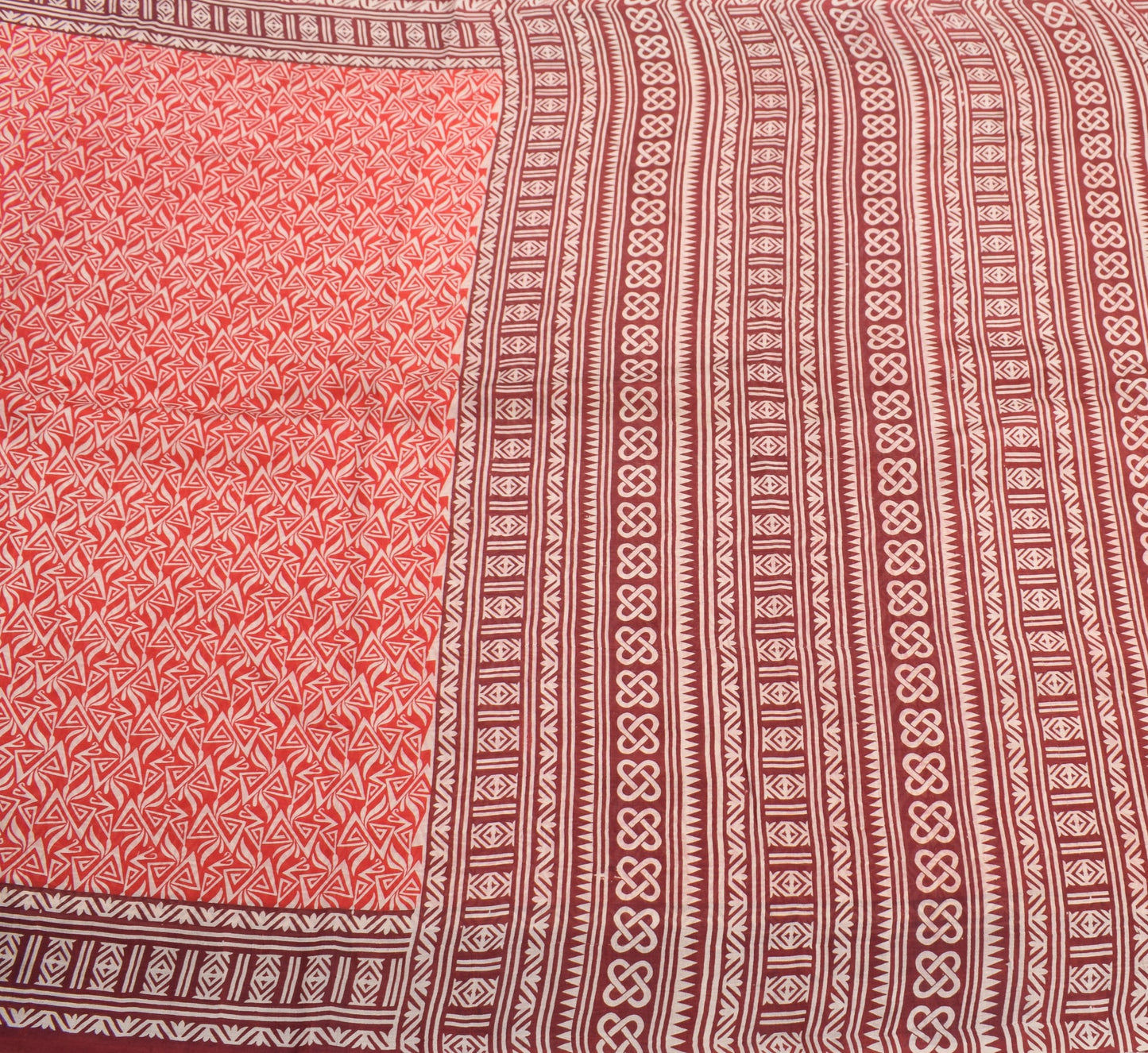 Sushila Vintage Indian Red Saree 100% Pure Silk Printed 5 Yard Soft Craft Fabric