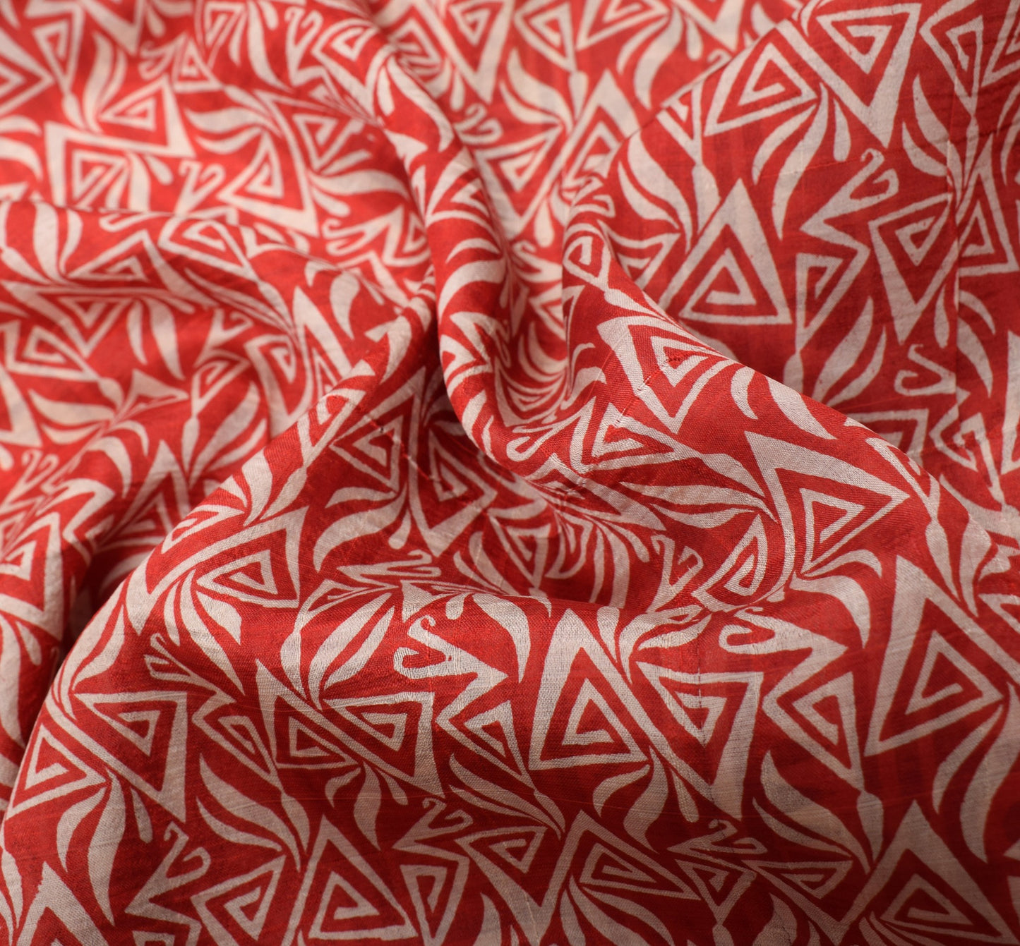 Sushila Vintage Indian Red Saree 100% Pure Silk Printed 5 Yard Soft Craft Fabric