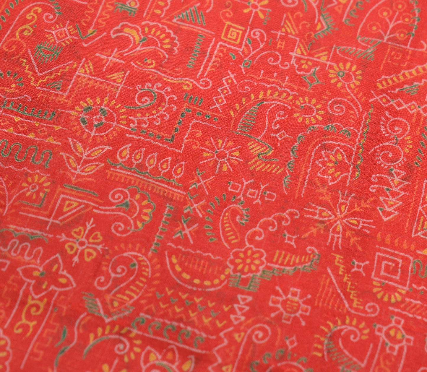 Sushila Vintage Red Saree Pure Silk Printed Daily Wear Sari Soft Craft Fabric