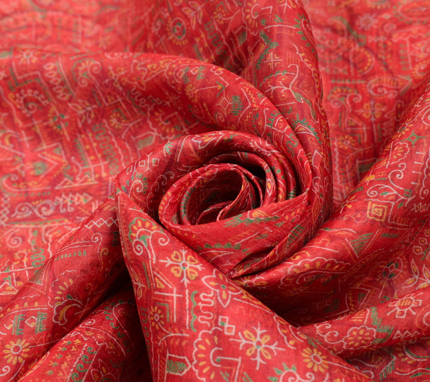 Sushila Vintage Red Saree Pure Silk Printed Daily Wear Sari Soft Craft Fabric