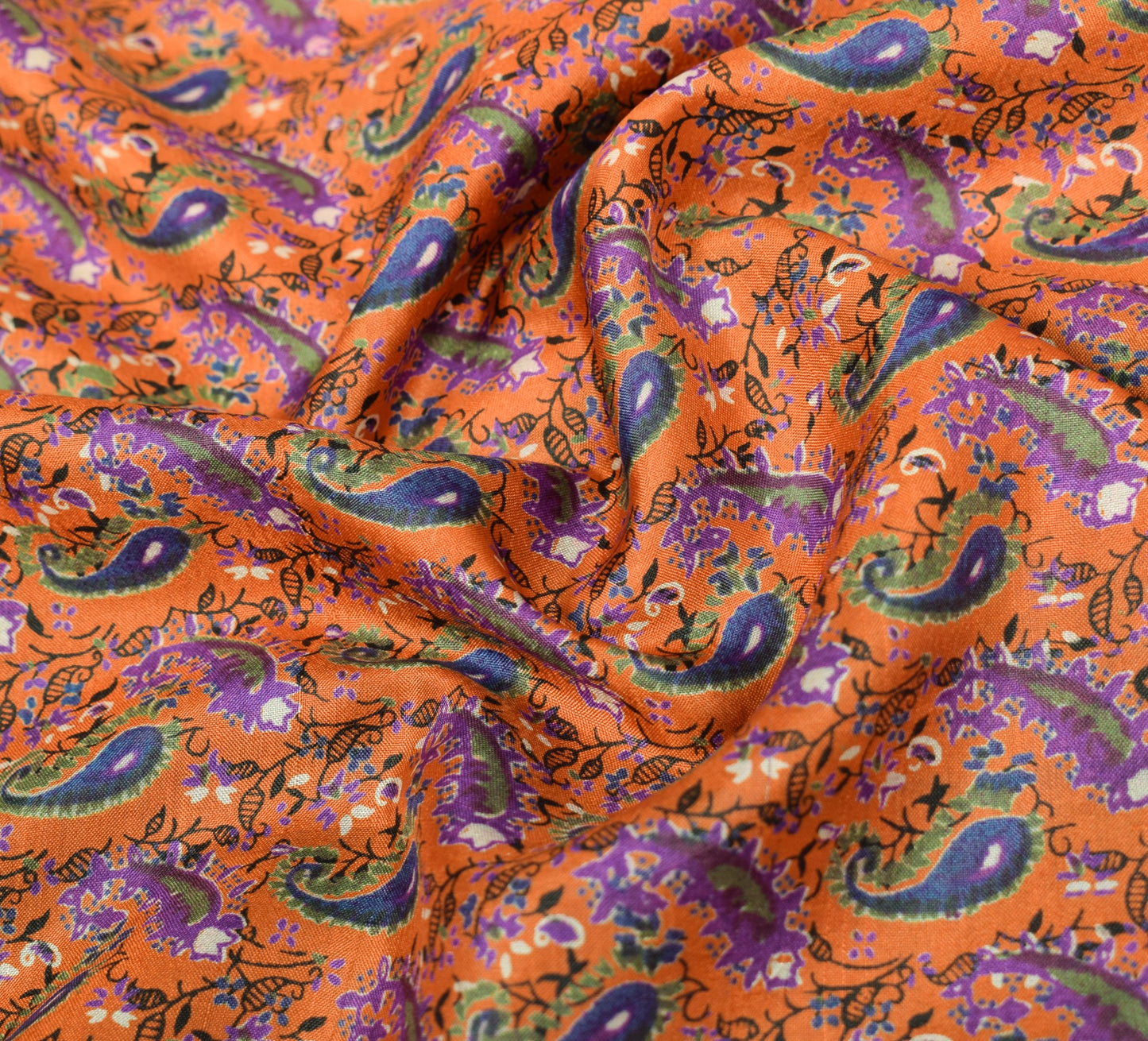 Sushila Vintage Orange Saree with Blouse Fabric Pure Silk Printed Soft Fabric