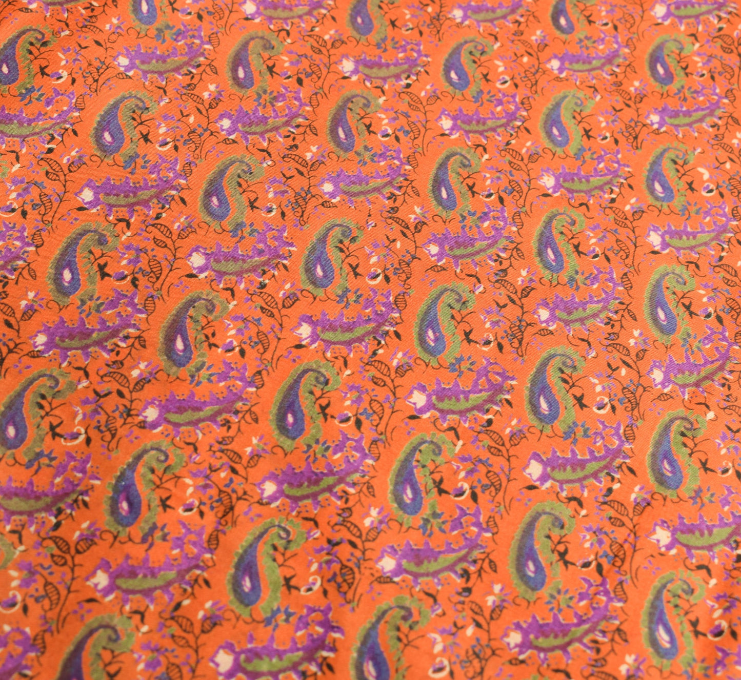 Sushila Vintage Orange Saree with Blouse Fabric Pure Silk Printed Soft Fabric