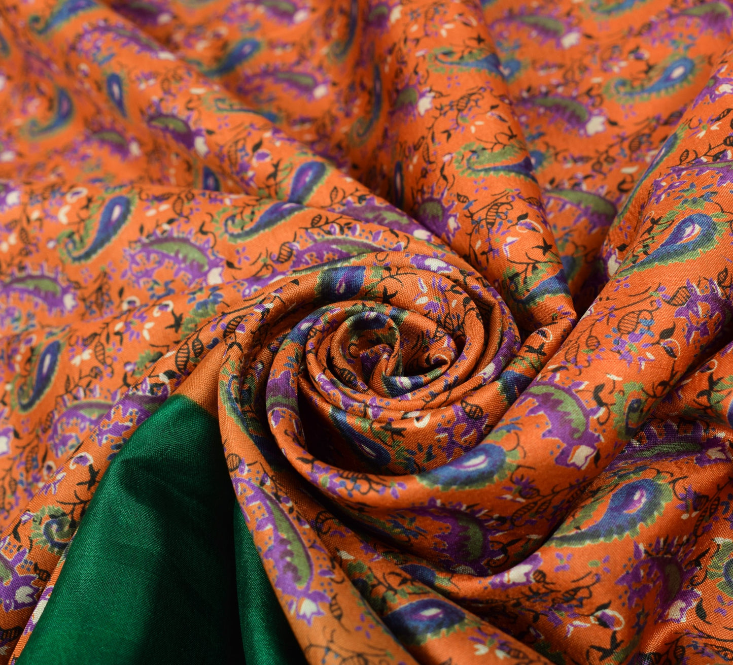 Sushila Vintage Orange Saree with Blouse Fabric Pure Silk Printed Soft Fabric