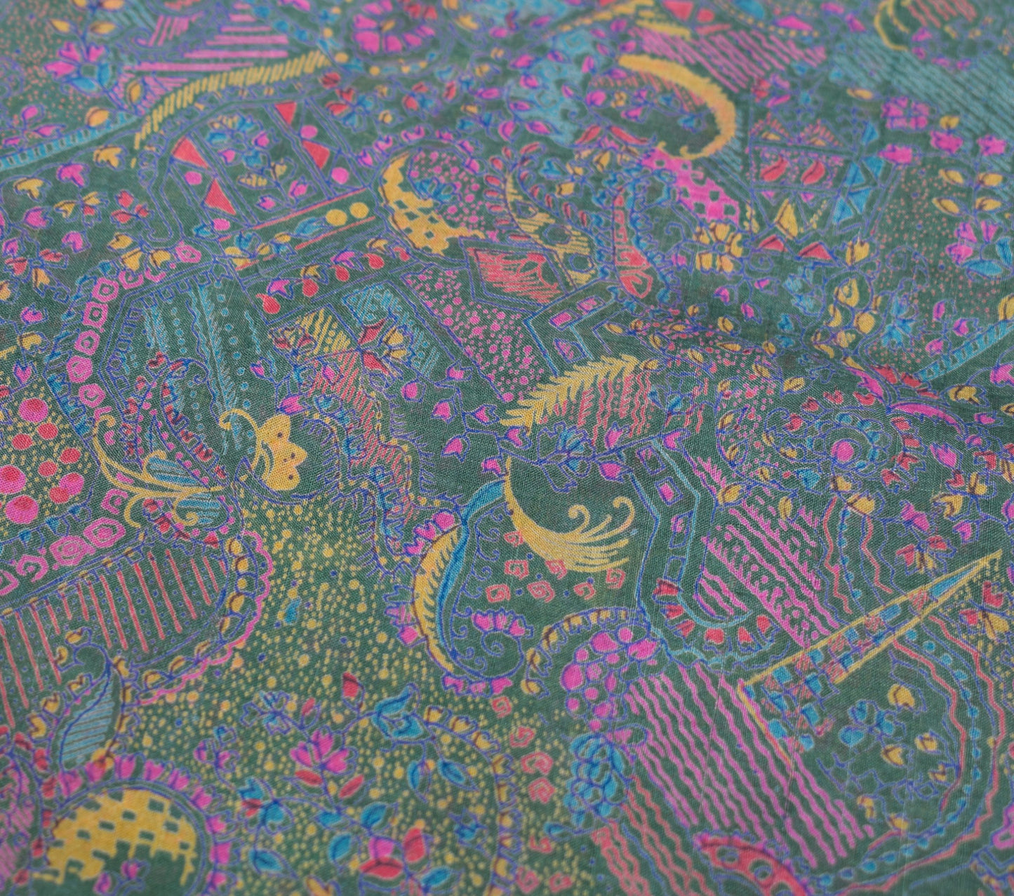 Sushila Vintage Dark Green Saree Pure Silk Printed Abstract Soft Craft Fabric