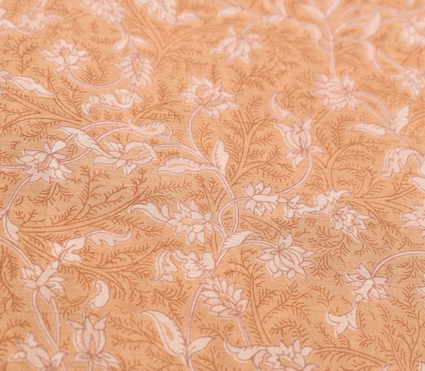 Sushila Vintage Brown Floral Saree 100% Pure Silk Printed Soft 5 Yd Craft Fabric