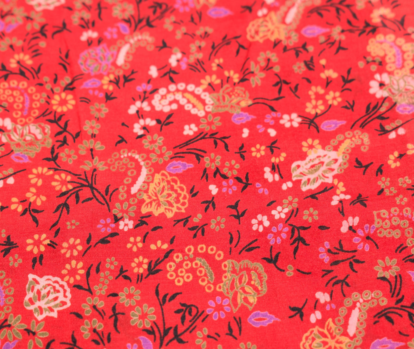 Sushila Vintage Red Green Saree 100% Pure Silk Printed Floral Soft Craft Fabric