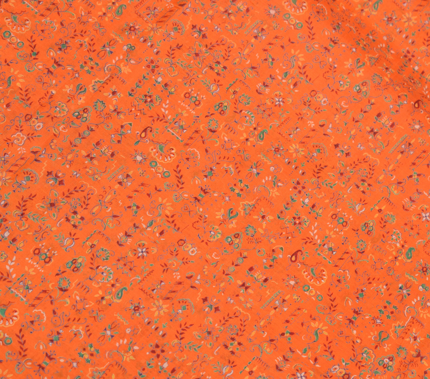 Sushila Vintage Floral Saree 100% Pure Silk Printed Soft Craft Orange Fabric