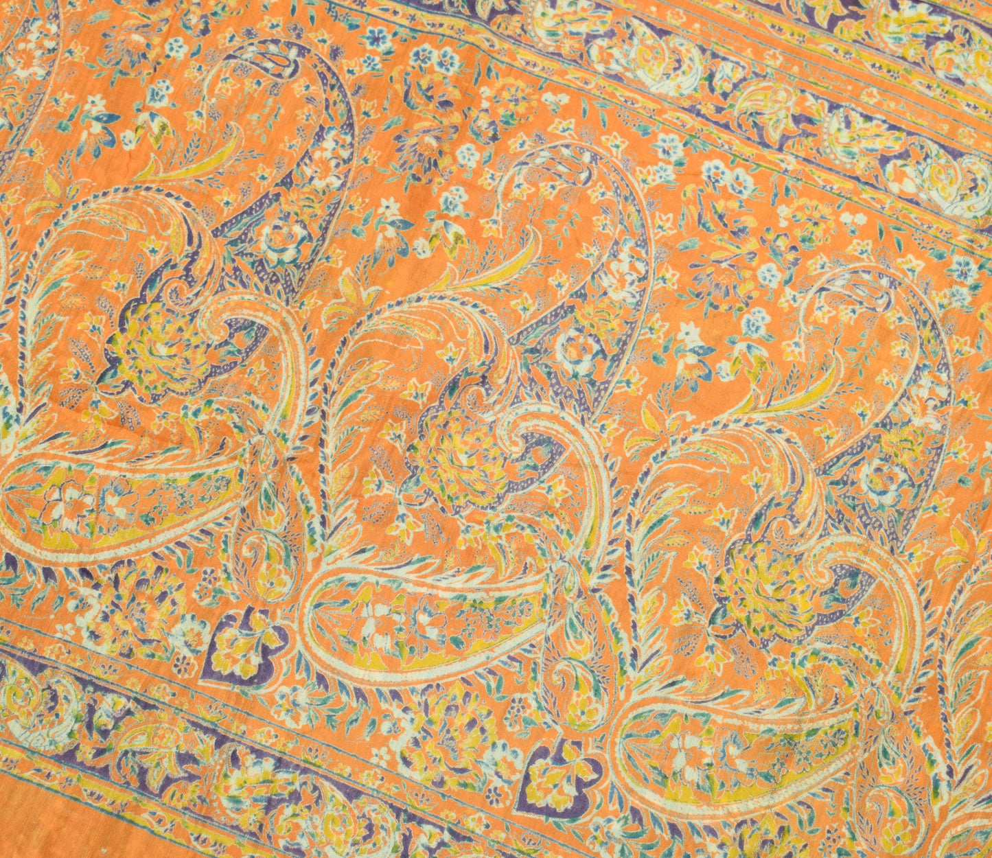 Sushila Vintage Floral Green Saree 100% Pure Silk Printed Soft 4 YD Craft Fabric