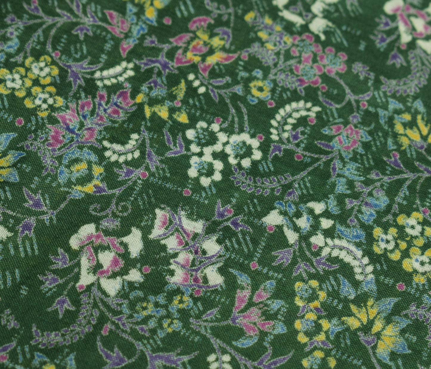 Sushila Vintage Floral Green Saree 100% Pure Silk Printed Soft 4 YD Craft Fabric