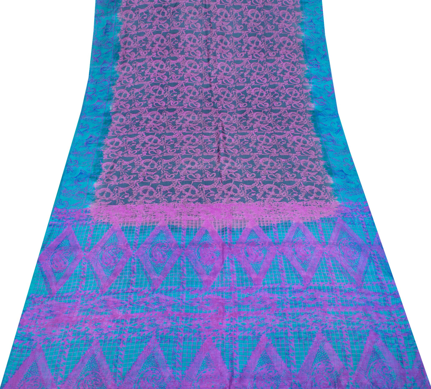 Sushila Vintage Dark Gray Saree 100% Pure Silk Printed BRANDED Soft Craft Fabric