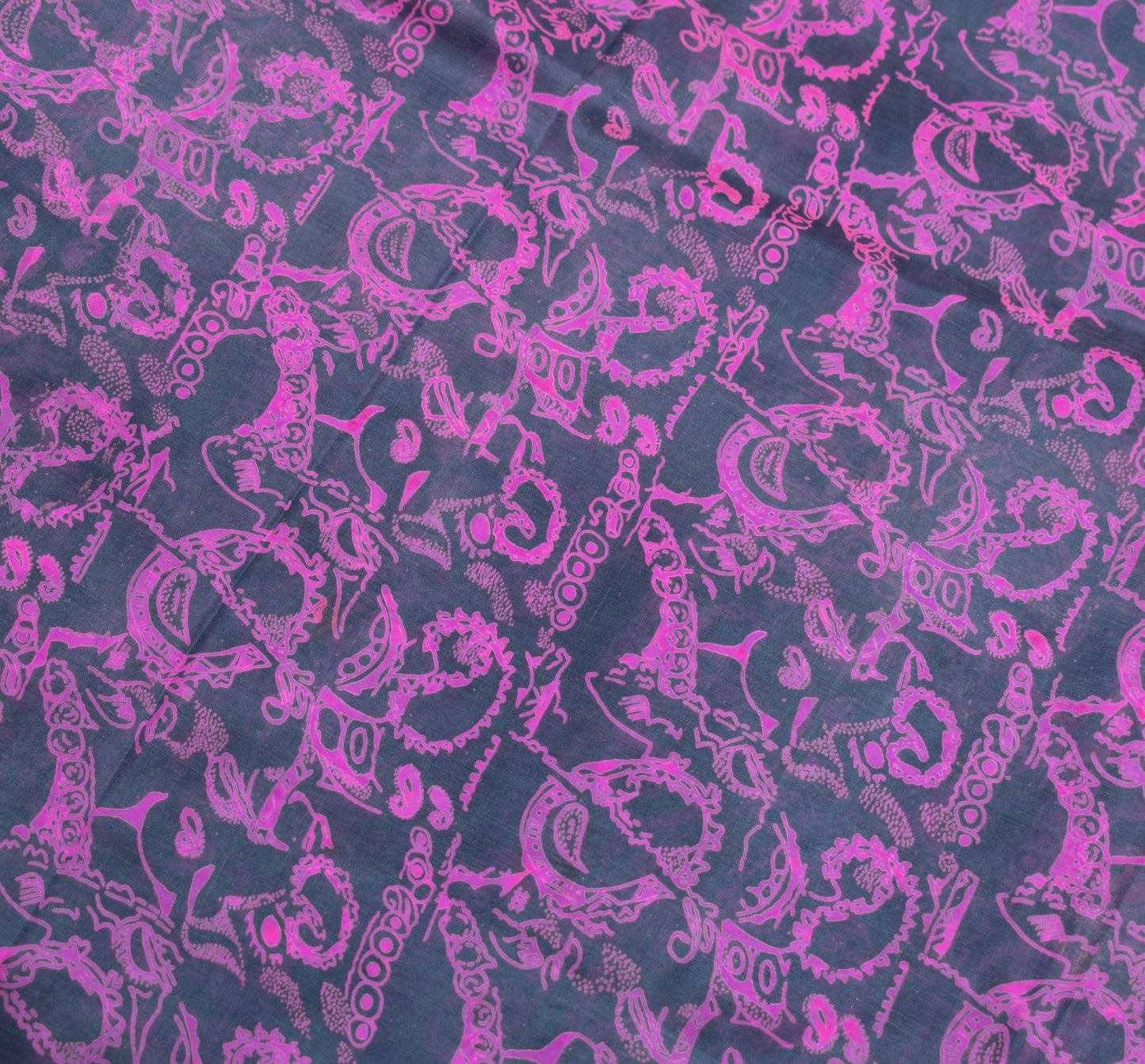 Sushila Vintage Dark Gray Saree 100% Pure Silk Printed BRANDED Soft Craft Fabric