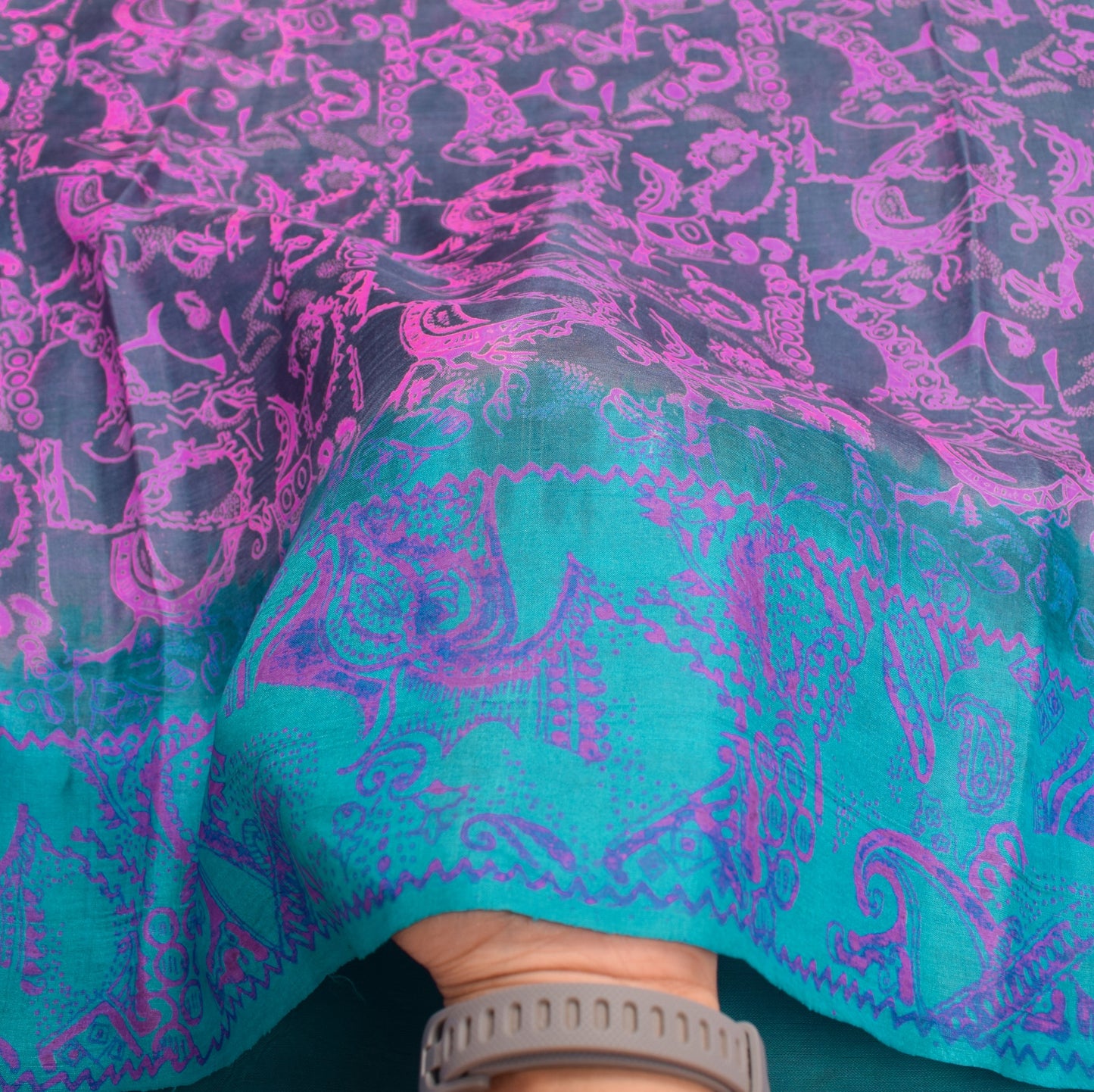 Sushila Vintage Dark Gray Saree 100% Pure Silk Printed BRANDED Soft Craft Fabric