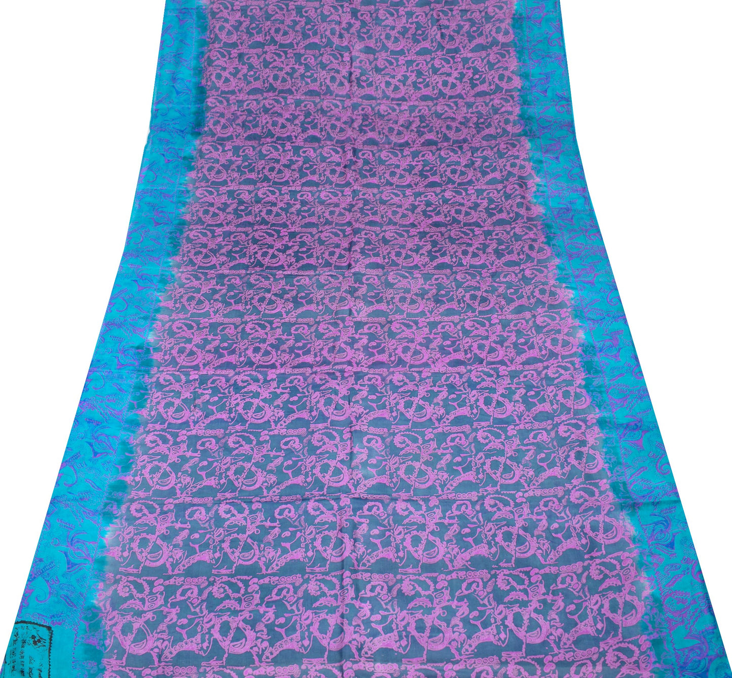Sushila Vintage Dark Gray Saree 100% Pure Silk Printed BRANDED Soft Craft Fabric