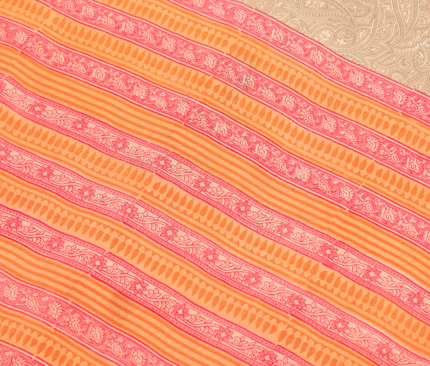 Sushila Vintage Brown Saree 100% Pure Silk Hand Block Printed Soft Craft Fabric