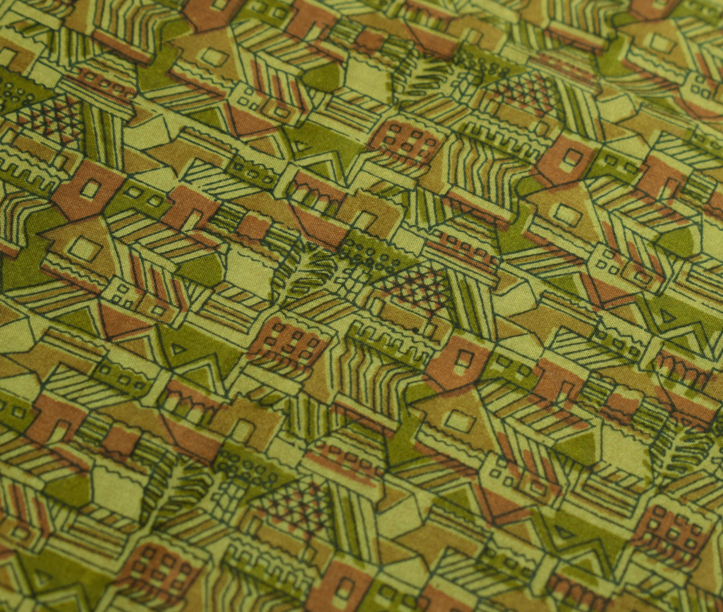 Sushila Vintage Green Saree Pure Silk Printed Antique 6YD Sari Soft Craft Fabric