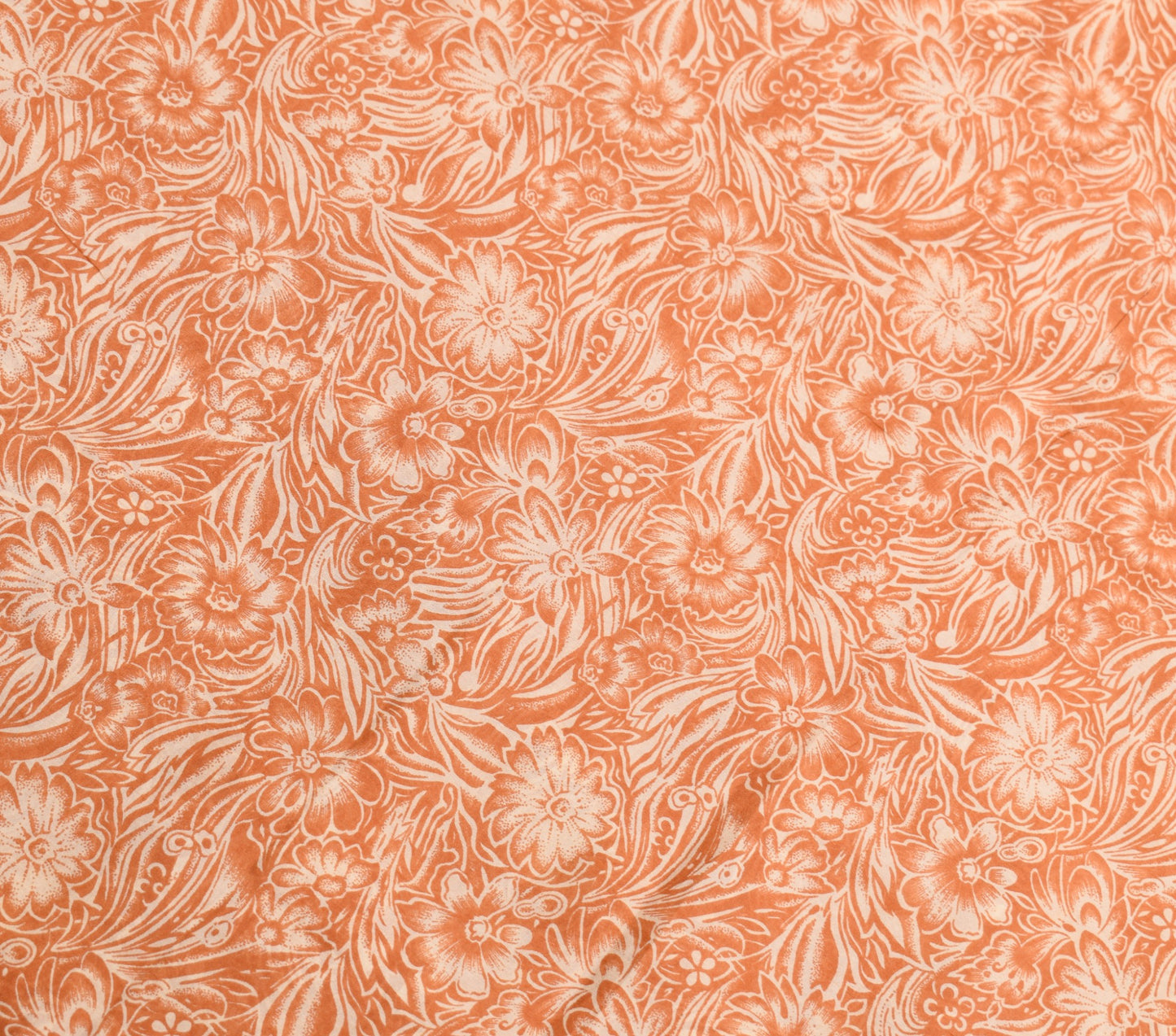 Sushila Vintage Rust Saree Indian Pure Silk Printed Floral Soft Craft Fabric