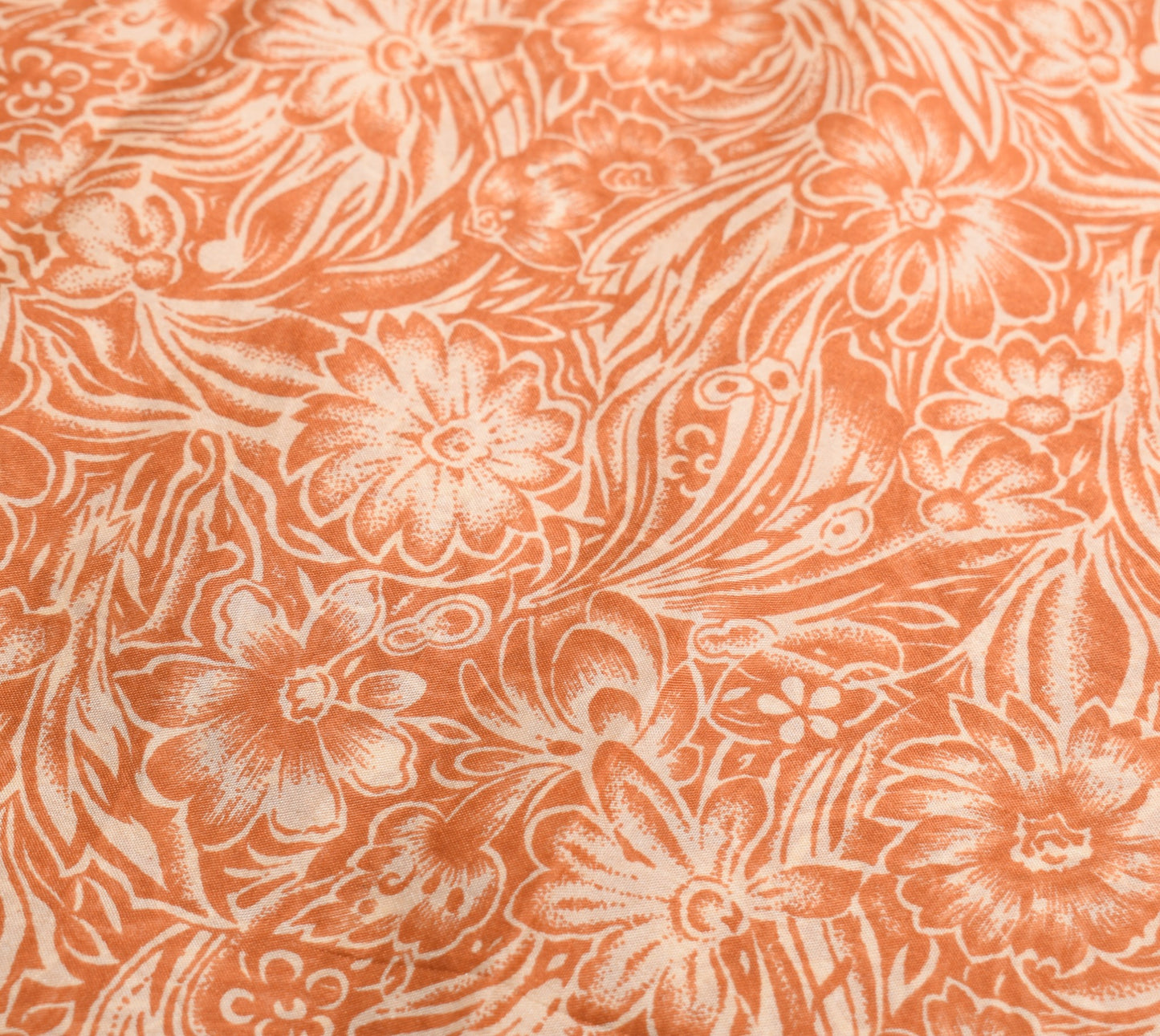 Sushila Vintage Rust Saree Indian Pure Silk Printed Floral Soft Craft Fabric